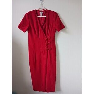 Vintage Ultra Dress New York Maxi Wrap Dress V Neck Red Size 12